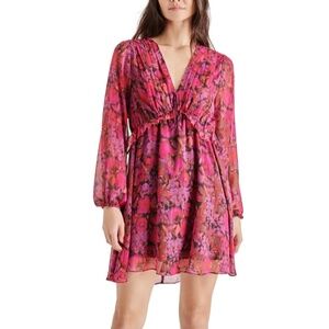 Steve Madden Rami Floral Long Sleeve Chiffon Dress XS